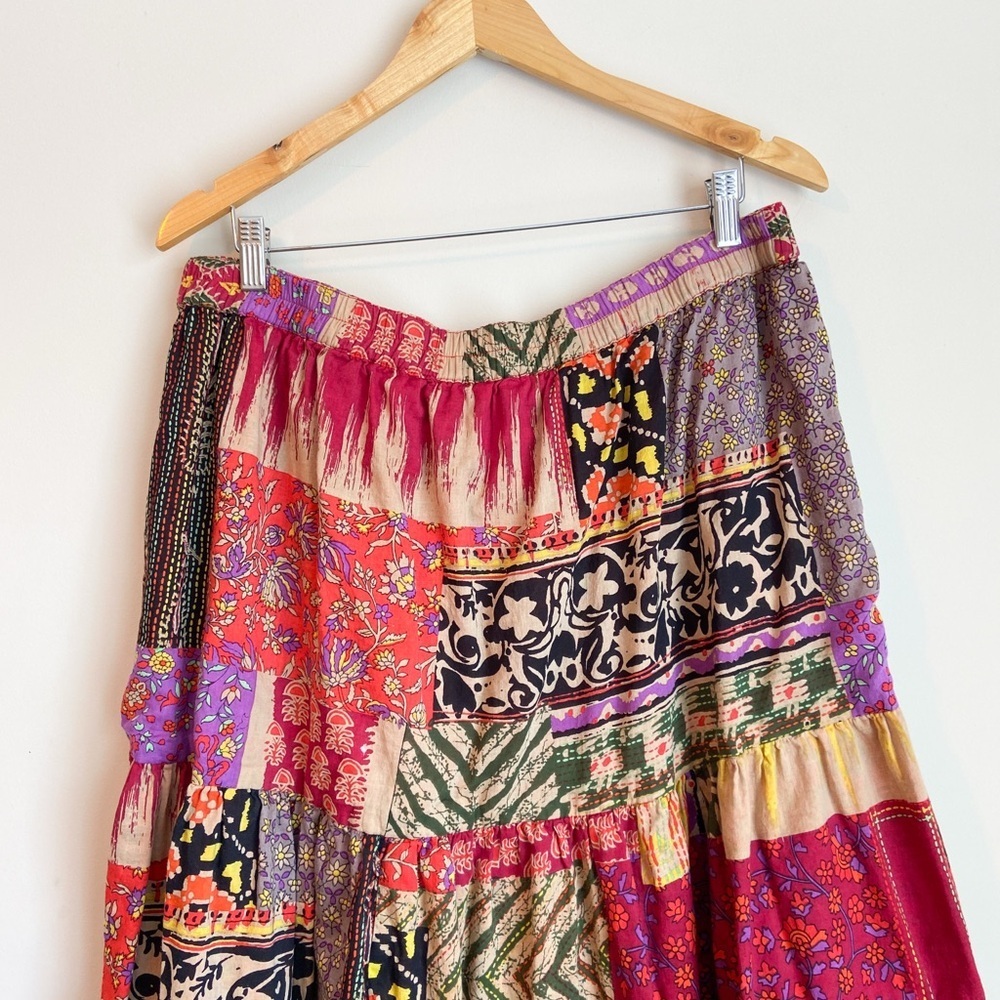 Bohemian Patchwork Pattern Maxi Skirt - Picture 2 of 5